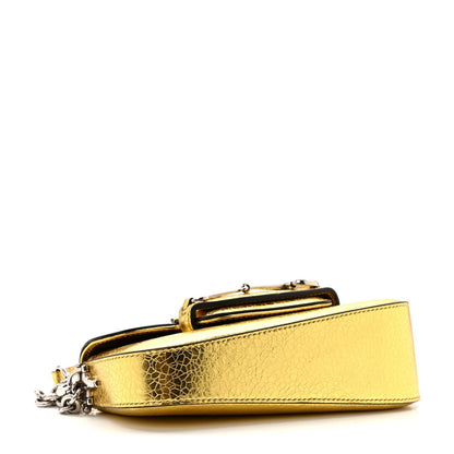 Metallic Demetra Mini Horsebit 1955 Asymmetric Shoulder Bag Gold