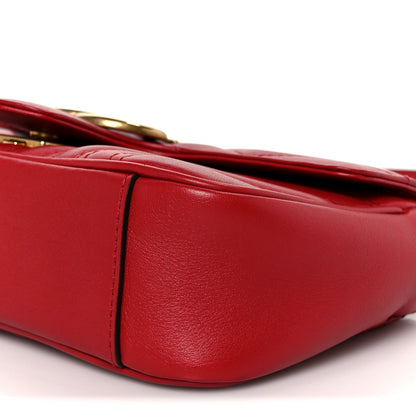Calfskin Matelasse Mini GG Marmont Shoulder Bag Hibiscus Red