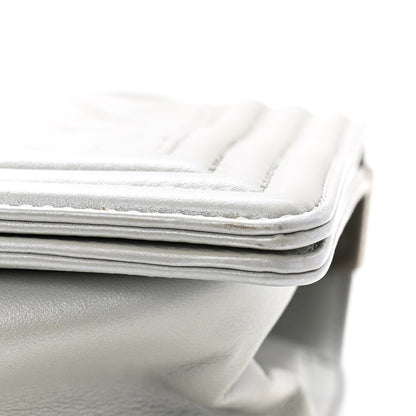 Metallic Lambskin Quilted Medium Boy Flap Silver