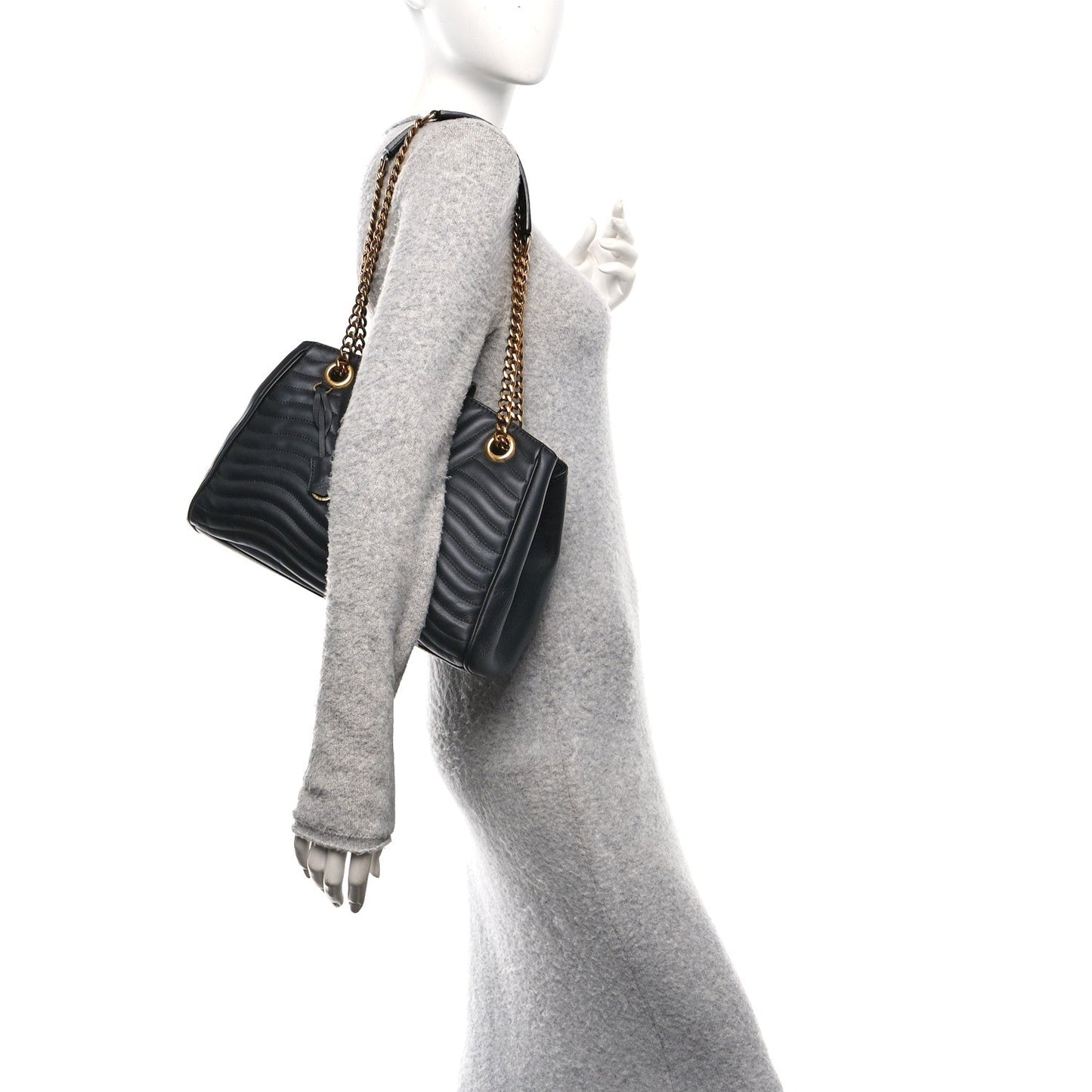 Calfskin New Wave Chain Tote Black