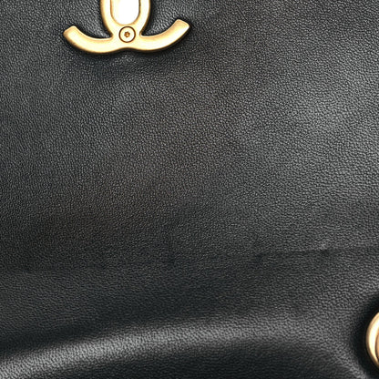 Shiny Lambskin Quilted Enamel CC Mini Flap Black