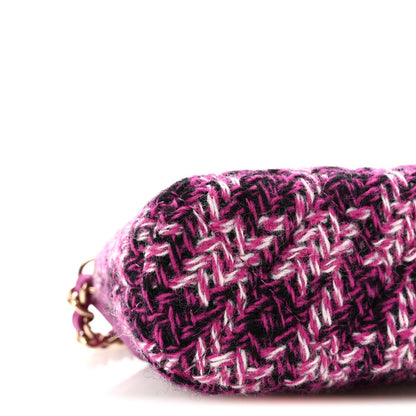 Tweed Quilted Mini Clutch With Chain Purple