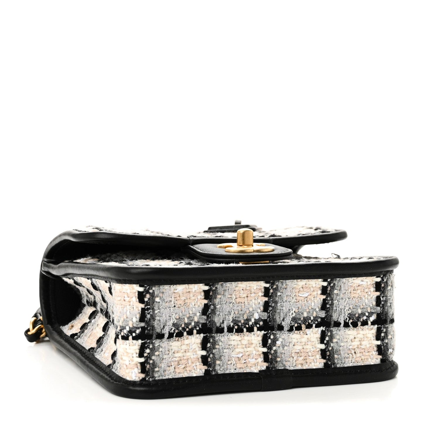 Tweed Calfskin School Memory Mini Top Handle Flap Ecru Grey Beige Black