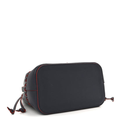 Soft Calfskin Braided Lockme Bucket Marine Rouge