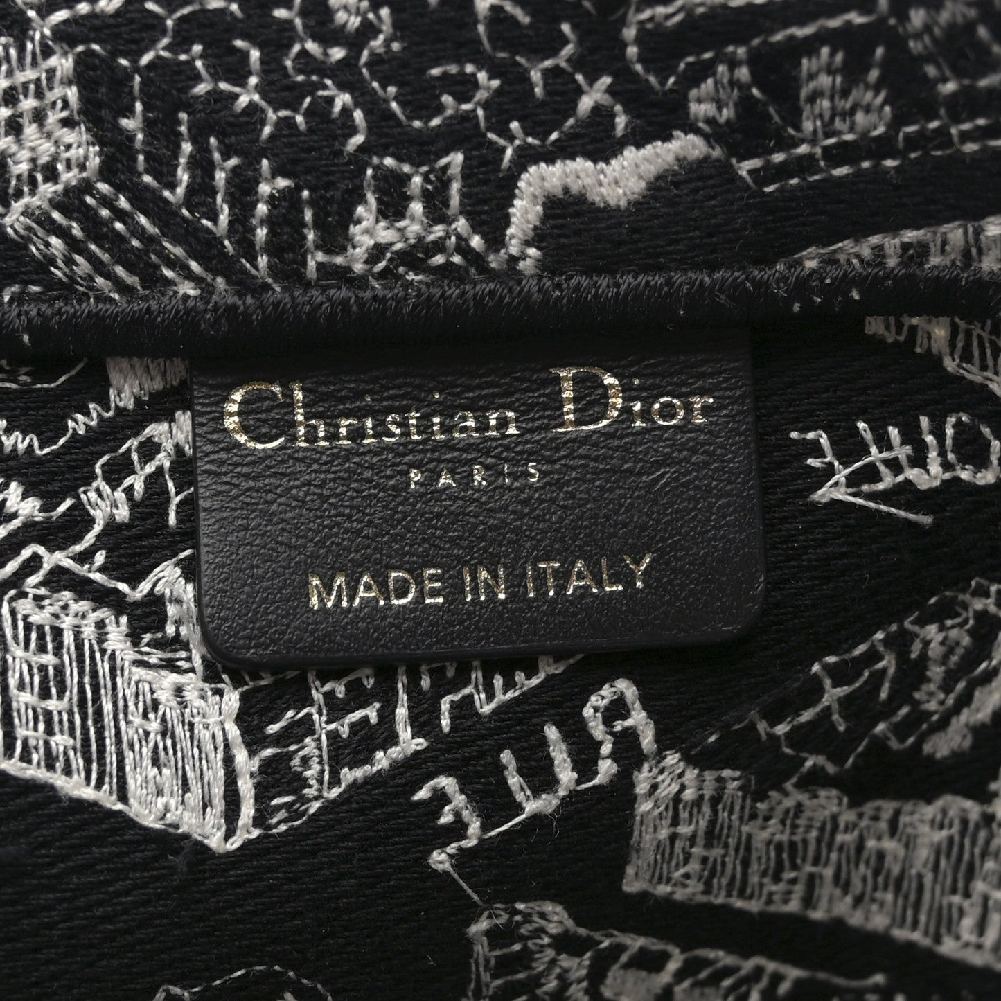 Canvas Embroidered Medium Plan De Paris Book Tote Black White