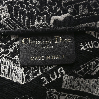 Canvas Embroidered Medium Plan De Paris Book Tote Black White
