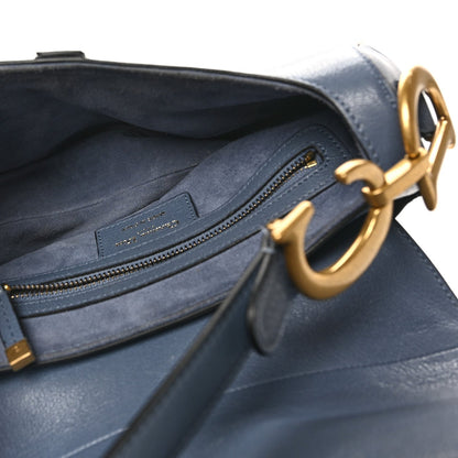 Shiny Goatskin Saddle Bag Cloud Blue