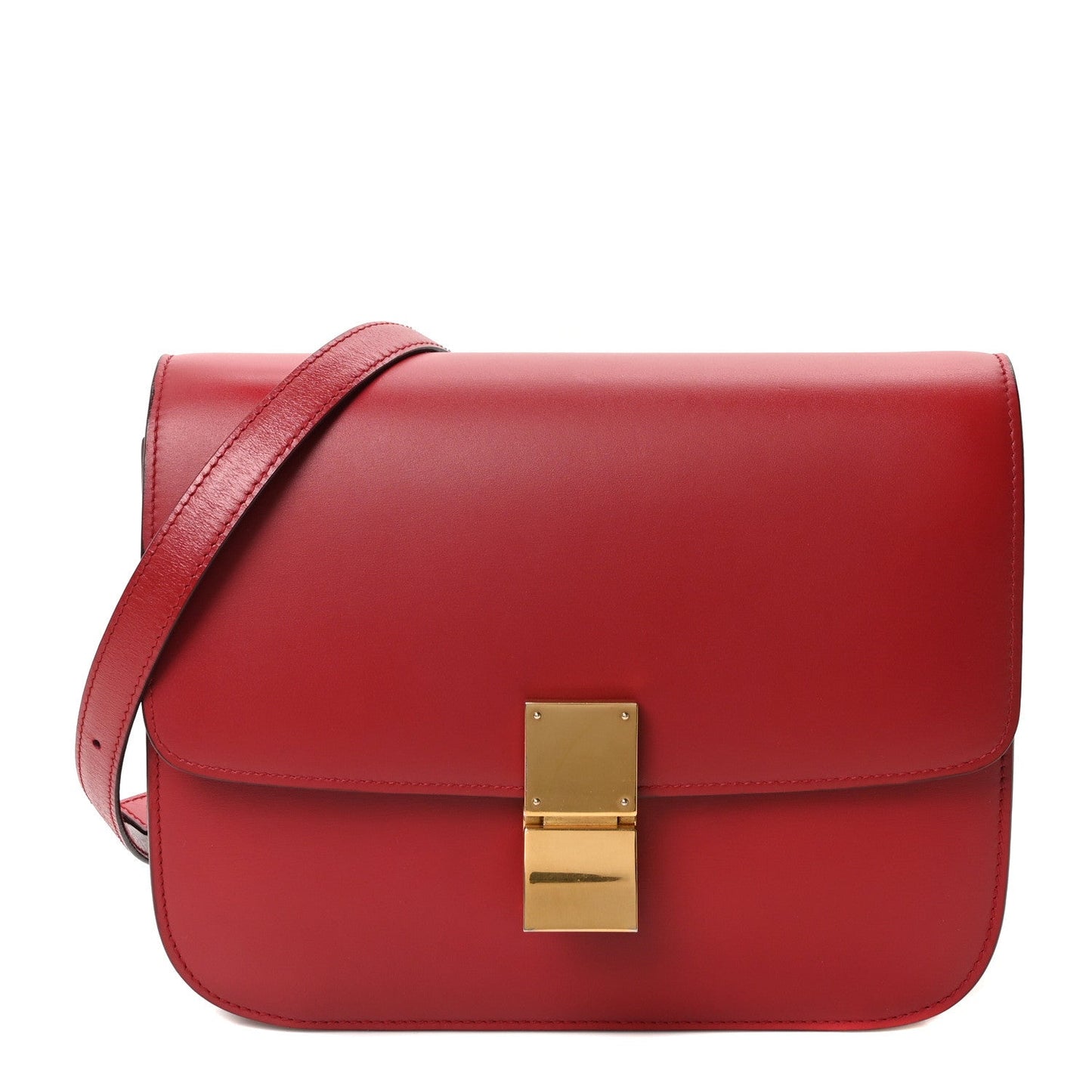 Box Calfskin Medium Classic Box Flap Bag Red