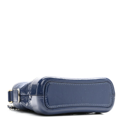 Patent Goatskin Quilted Small Gabrielle Hobo Blue