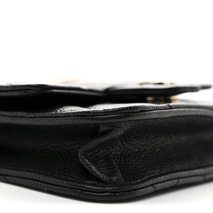 Caviar Quilted Mini Clutch With Chain Black