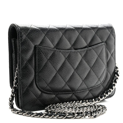 Caviar Quilted Wallet On Chain WOC Black
