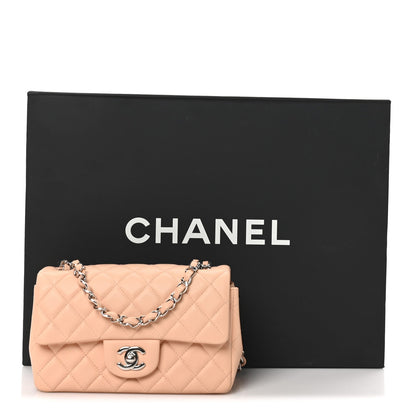 Lambskin Quilted Mini Rectangular Flap Light Pink