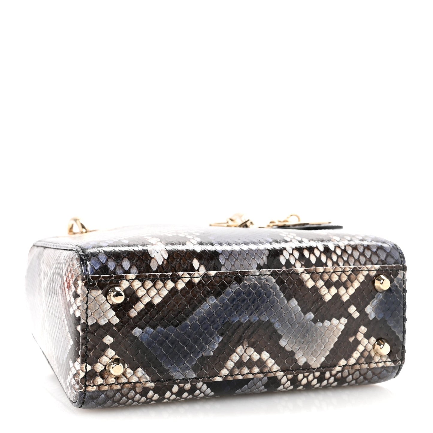 Snakeskin Mini Lady Dior Bleu Multicolor