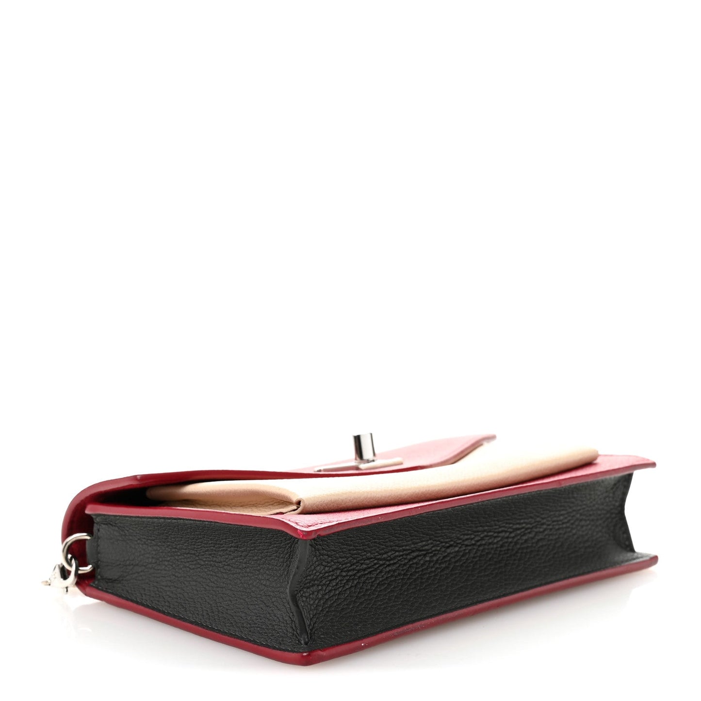 Calfskin My Lockme Chain Pochette Lie De Vin Etain Creme