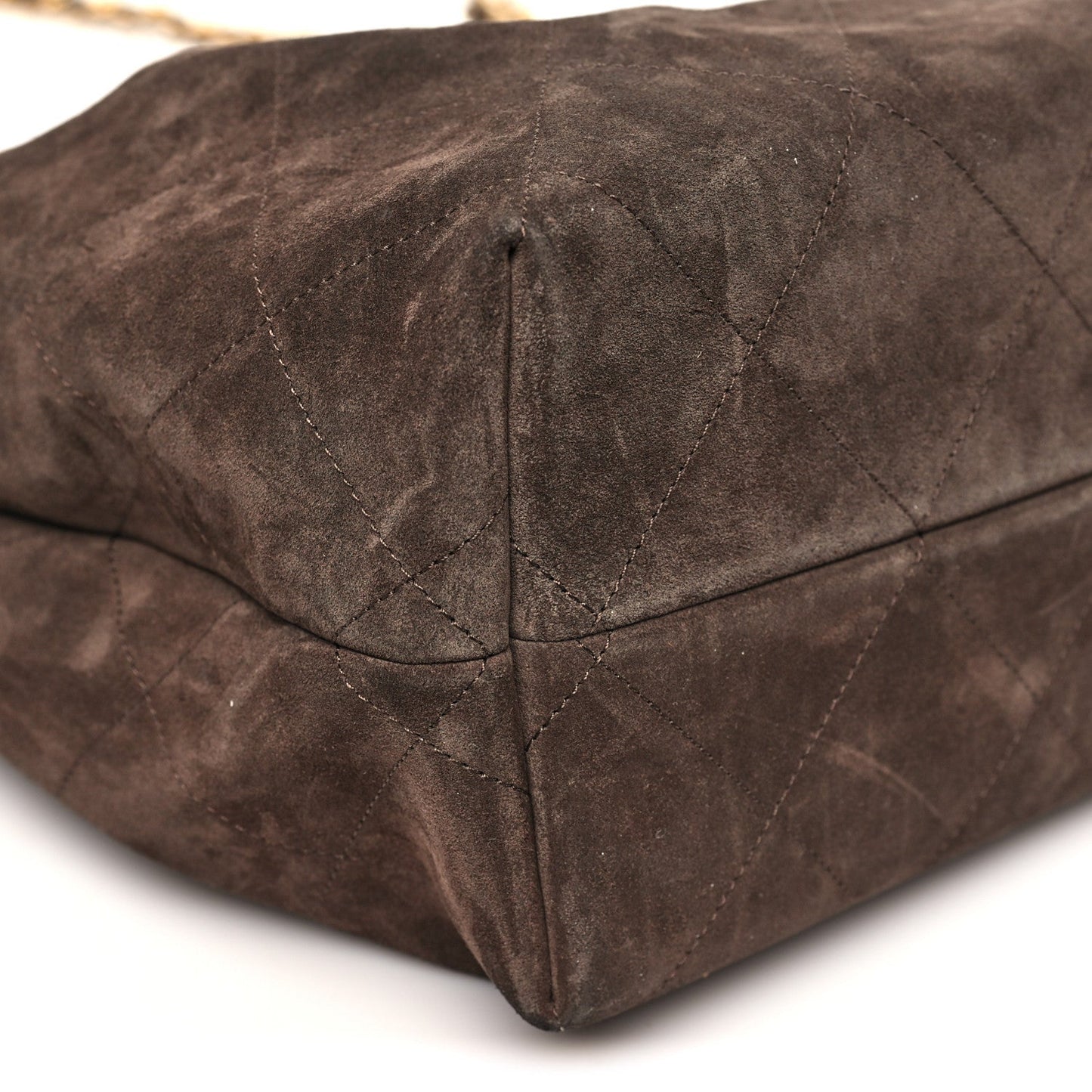 Suede Calfskin Lambskin Quilted Maxi Hobo Dark Brown