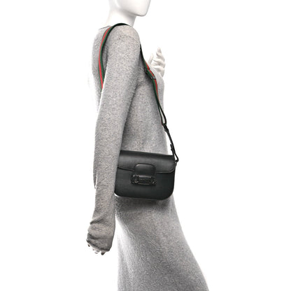 Azalea Calfskin Web Monochrome Small Horsebit 1955 Shoulder Bag Black
