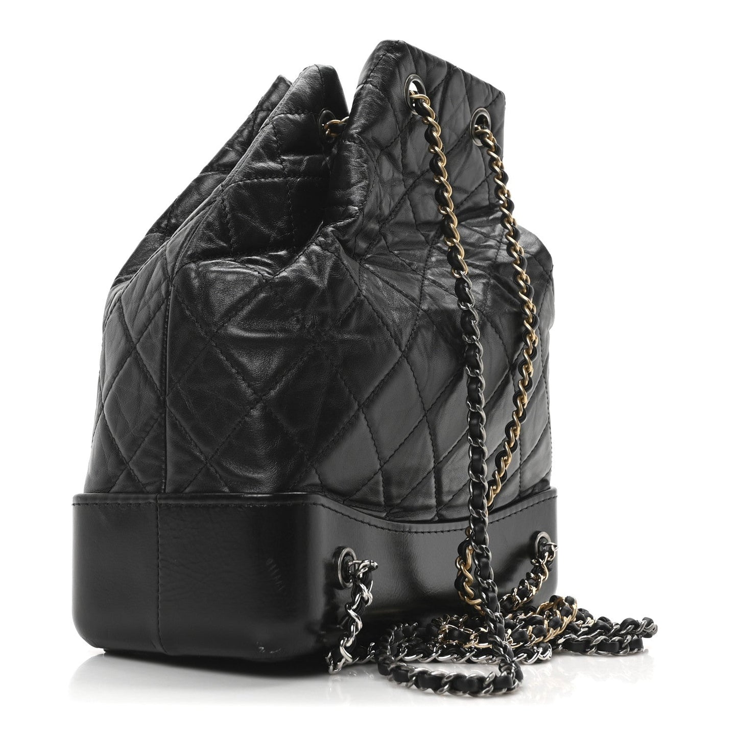 Aged Calfskin Quilted Small Gabrielle Backpack Black