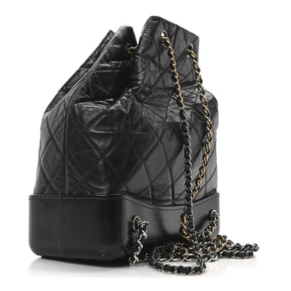 Aged Calfskin Quilted Small Gabrielle Backpack Black