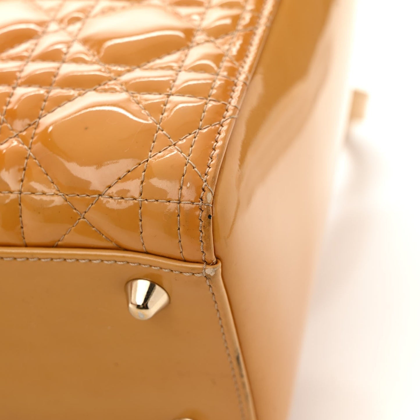 Patent Cannage Large Lady Dior Yellow