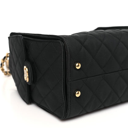 Canvas Quilted Small Chanel 25 Handbag Black