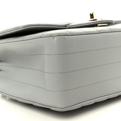 Lambskin Chevron Quilted Mini Rectangular Flap Grey