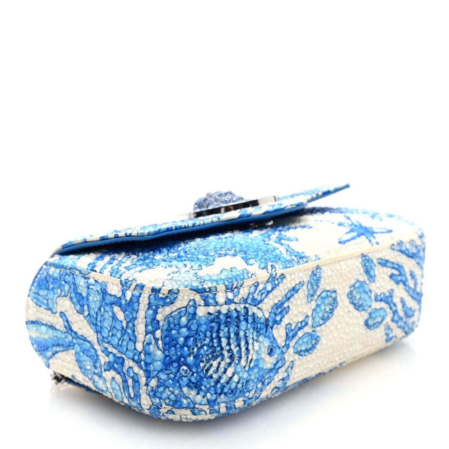 Satin Crystal Barocco Underwater Medusa Mini Bag White Blue