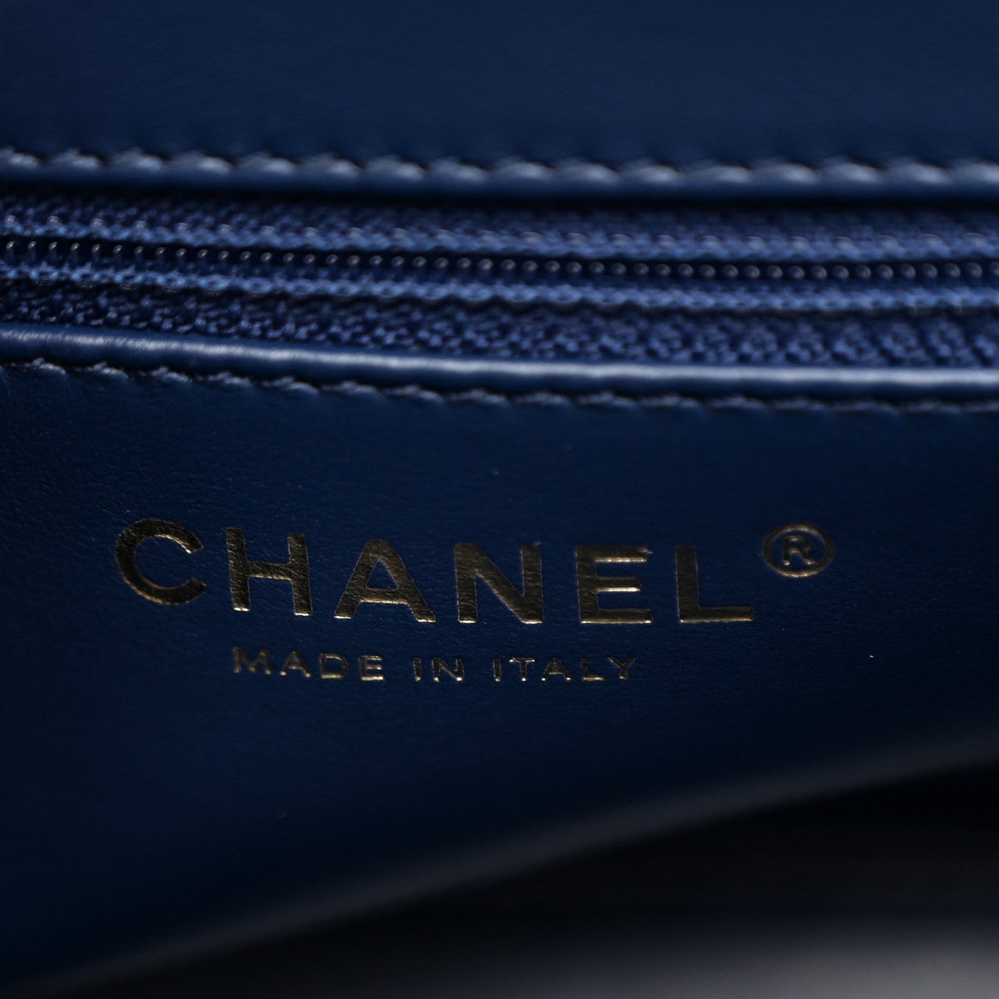 Shiny Aged Calfskin Quilted Nano Kelly Shopper Dark Blue
