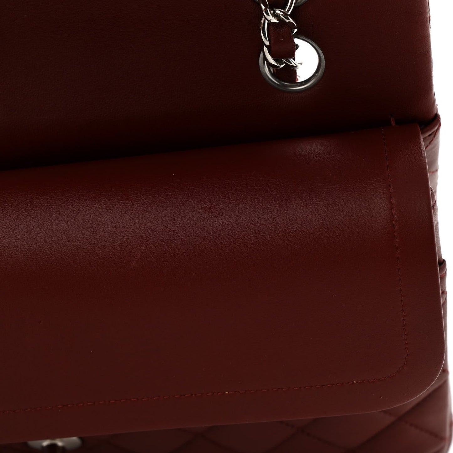 Lambskin Quilted Medium Double Flap Burgundy