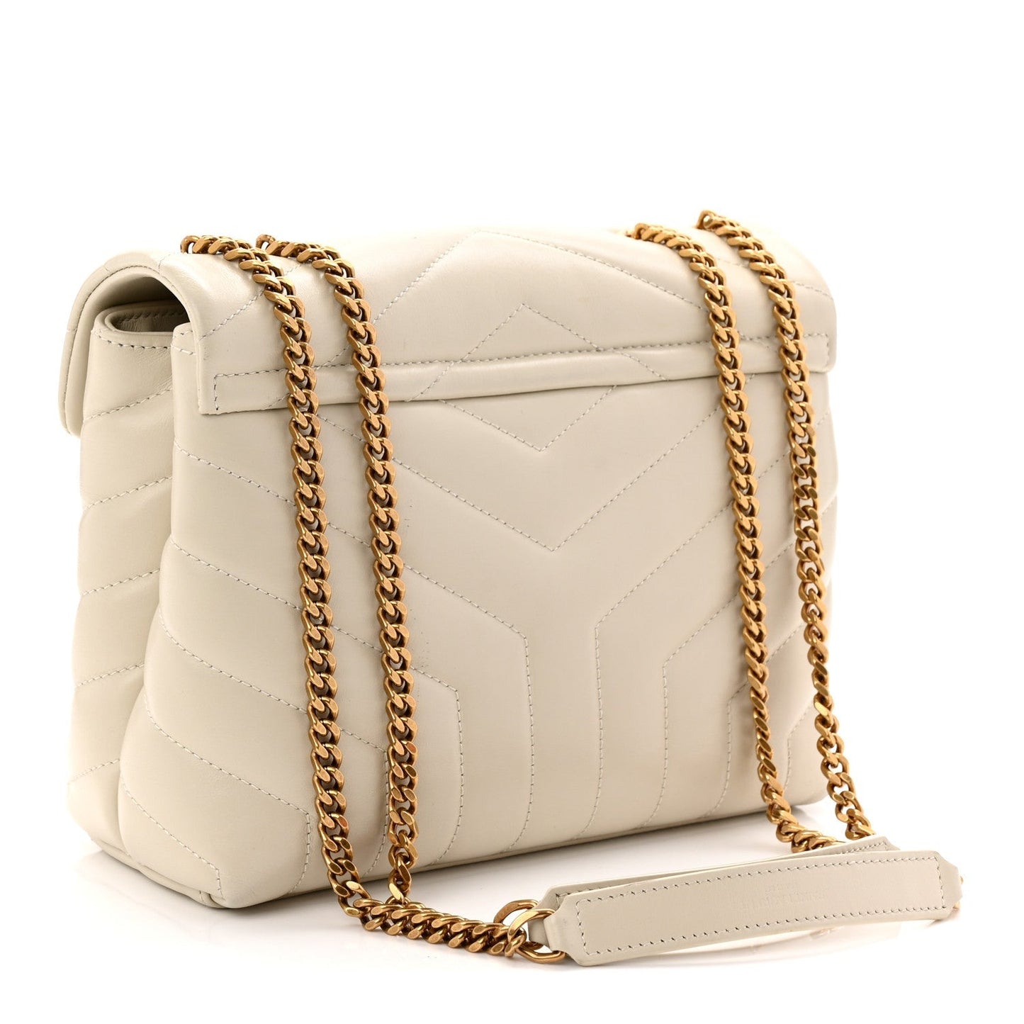 Calfskin Y Quilted Monogram Small Loulou Chain Satchel Crema Soft