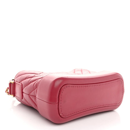 Aged Calfskin Chevron Quilted Small Gabrielle Hobo Dark Pink