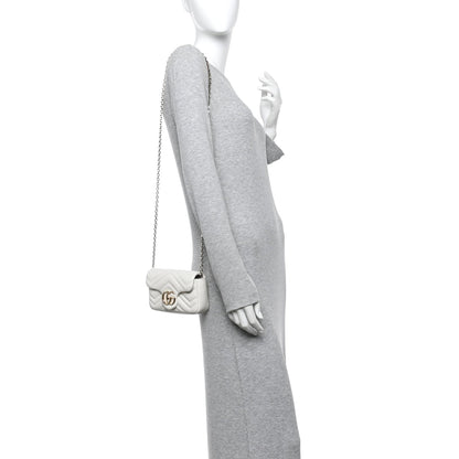 Lambskin Matelasse Mini GG Marmont Shoulder Bag White