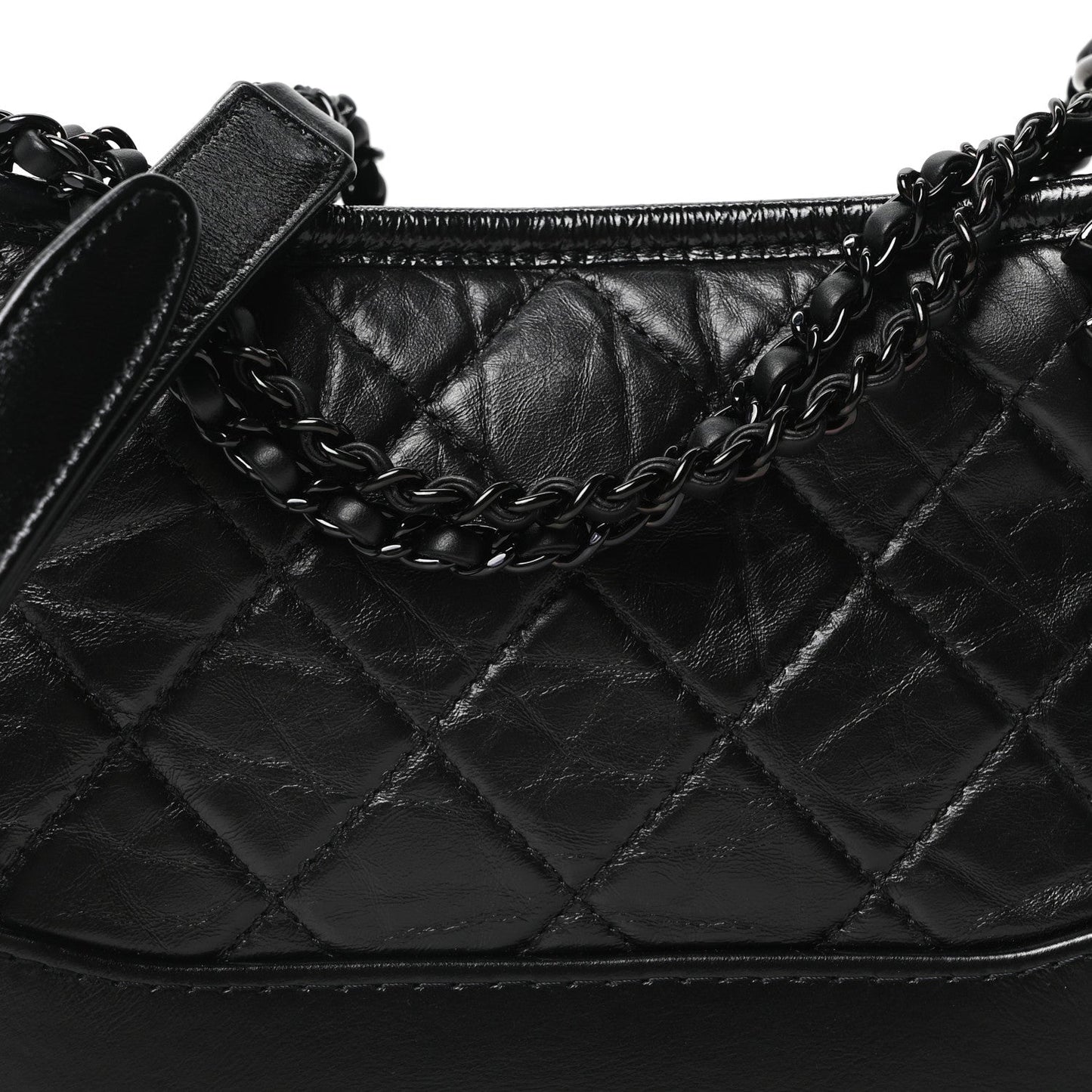 Aged Calfskin Quilted Small Gabrielle Hobo So Black