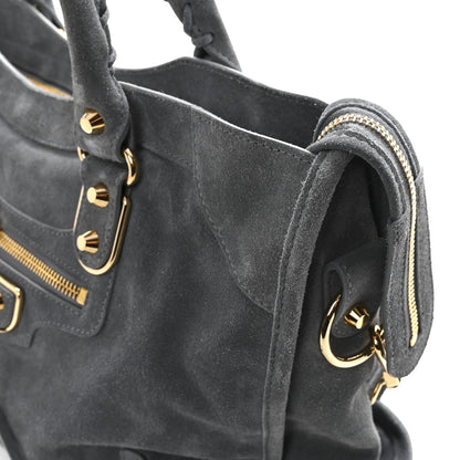 Suede Gold Metallic Edge Hardware City Gris Plomb