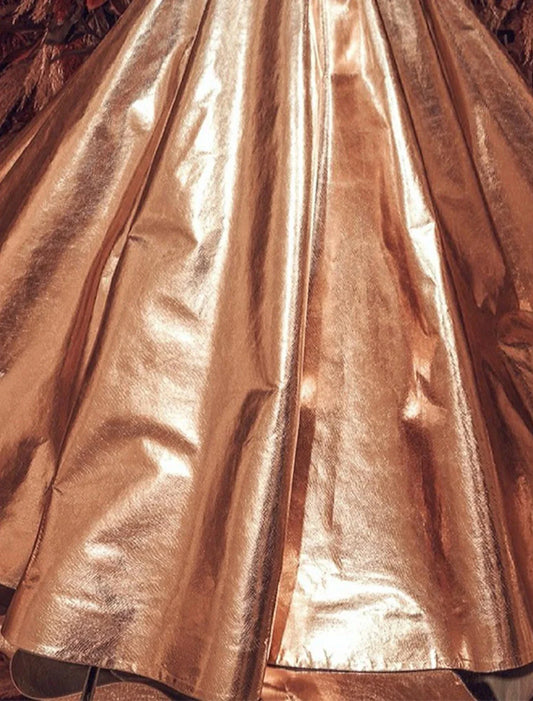 A-Line Evening Gown Celebrity Style Dress Carnival Quinceanera Sweep / Brush Train Short Sleeve Off Shoulder The Great Gatsby PU with Glitter 2026