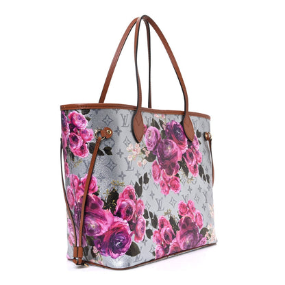 Metallic Monogram LV Garden Neverfull MM Silver