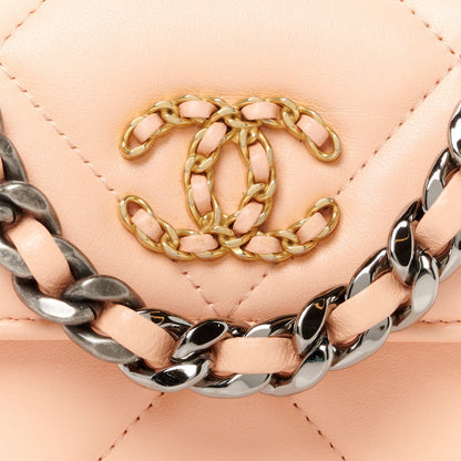 Lambskin Quilted Chanel 19 Clutch With Chain Light Orange