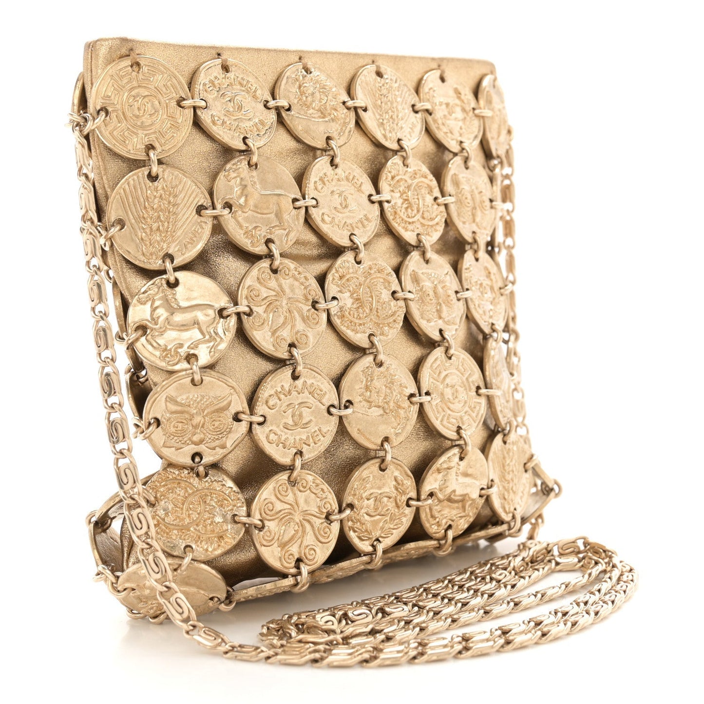 Metallic Calfskin Medallion Shoulder Bag Gold