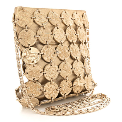 Metallic Calfskin Medallion Shoulder Bag Gold
