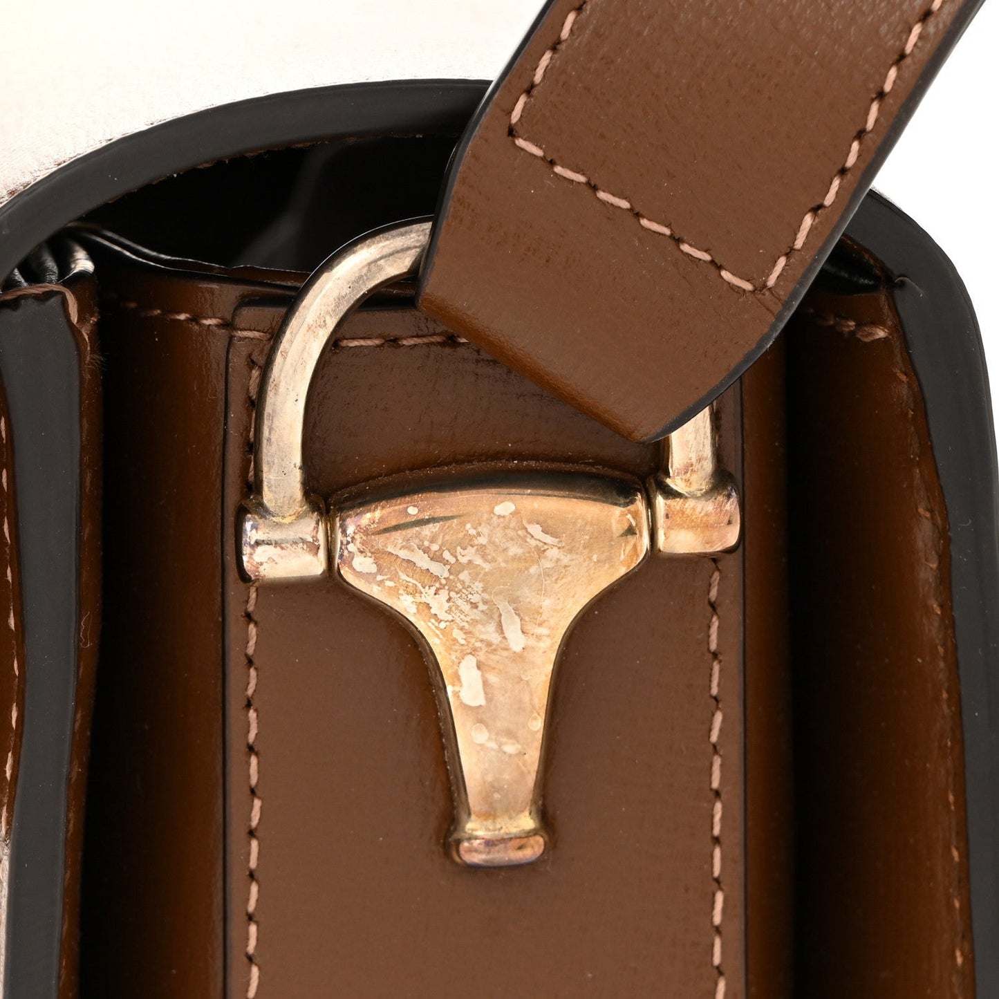 Azalea Calfskin Mini Horsebit 1955 Rounded Shoulder Bag Brown Sugar
