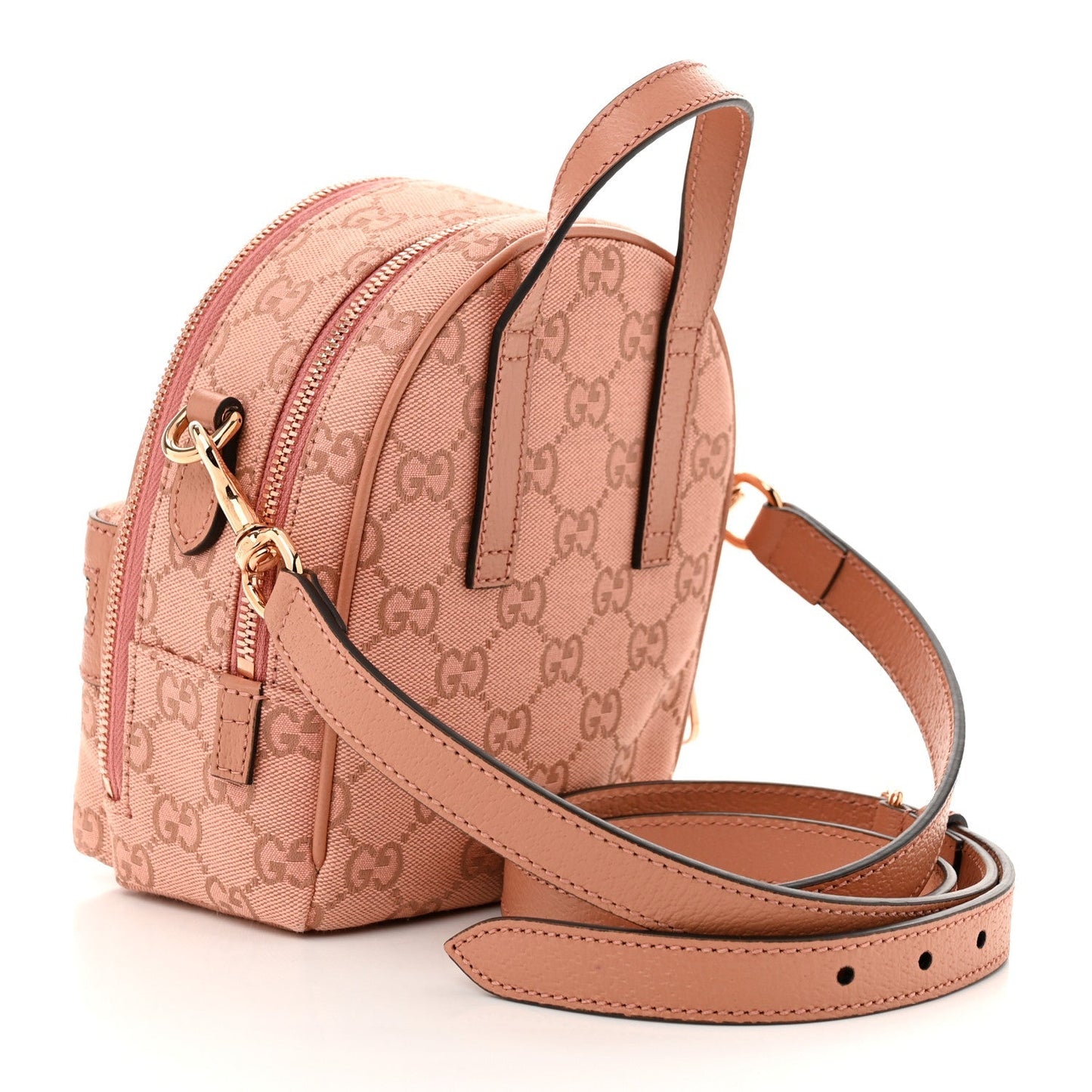 Monogram Textured Dollar Calfskin Mini Ophidia Crossbody  Cloche Rose Pink
