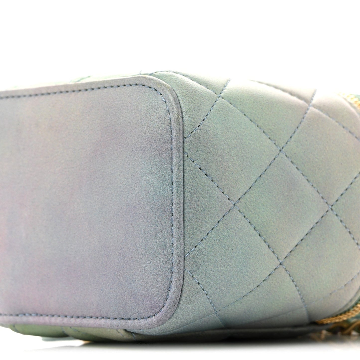 Lambskin Quilted Ombre Top Handle Mini Vanity Case With Chain Blue Green
