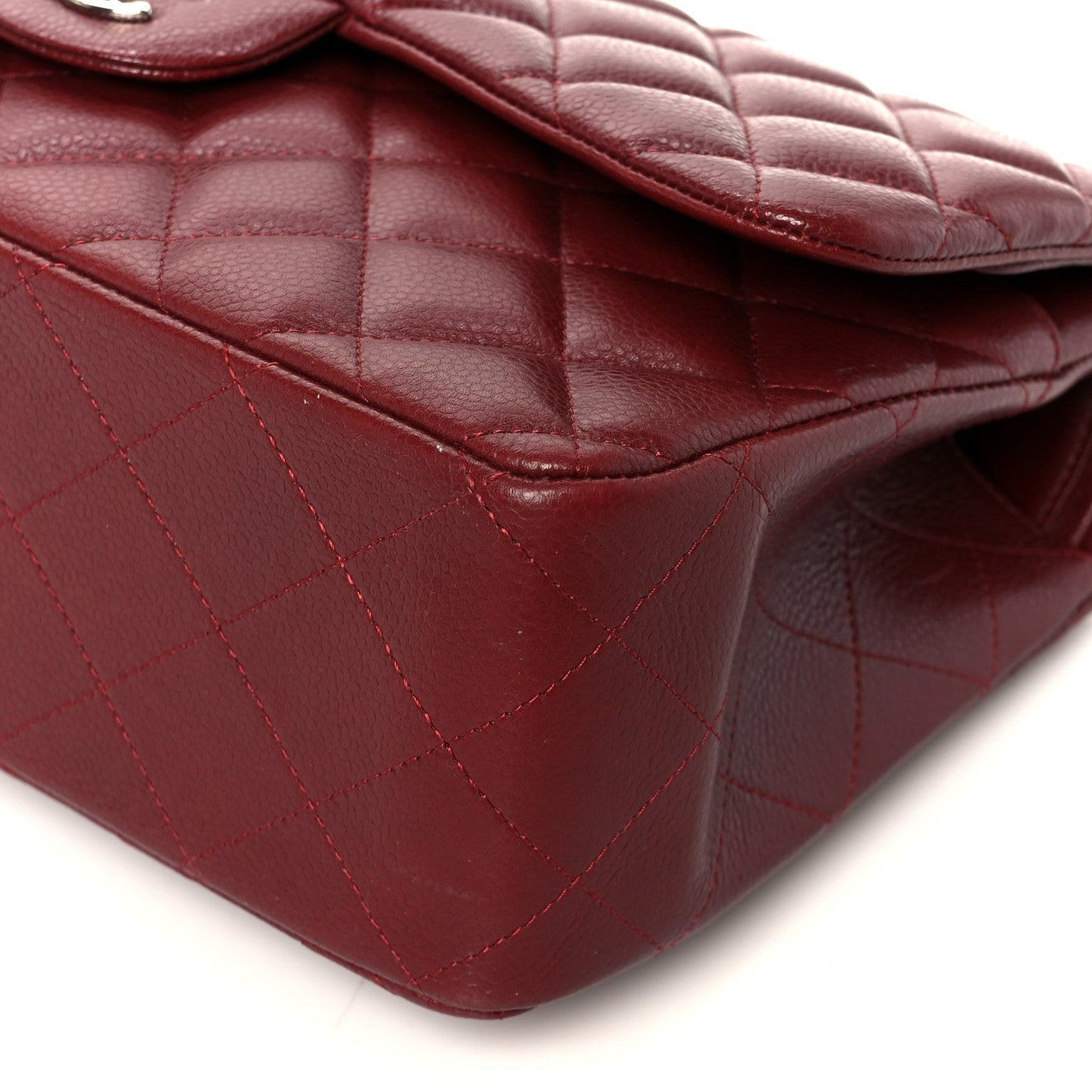 Caviar Quilted Jumbo Double Flap Dark Red