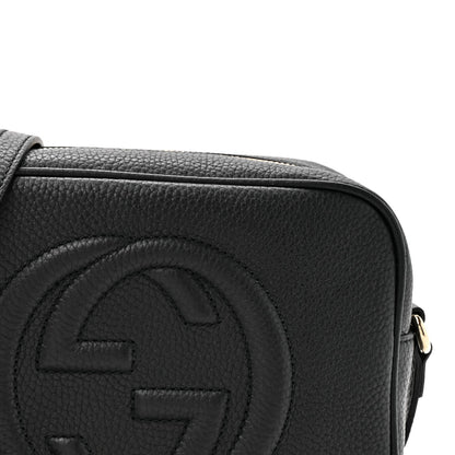 Pebbled Calfskin Small Soho Disco Bag Black