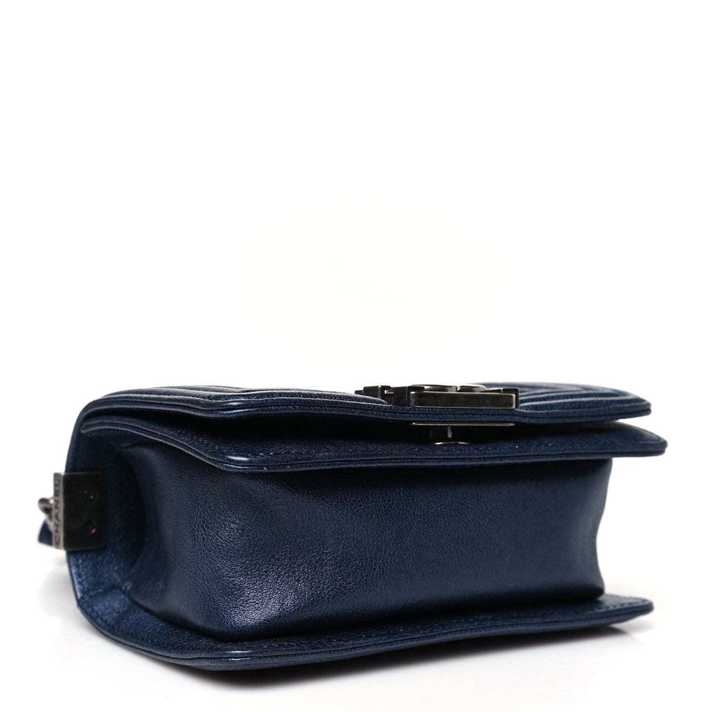 Metallic Calfskin Quilted Mini Boy Flap Blue