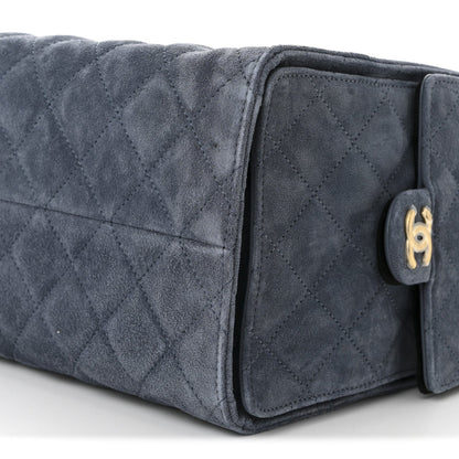 Suede Quilted Medium Chanel 25 Handbag Blue