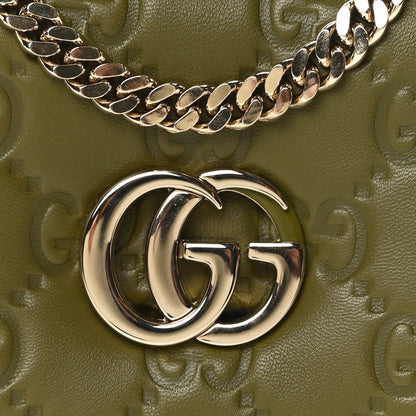 Lambskin Embossed Mini GG Milano Top Handle Shoulder Bag Green