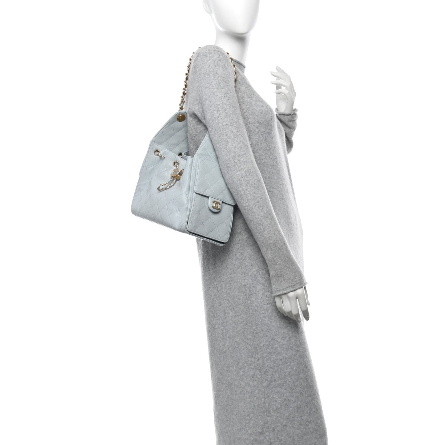 Caviar Quilted Small Chanel 25 Handbag Light Blue