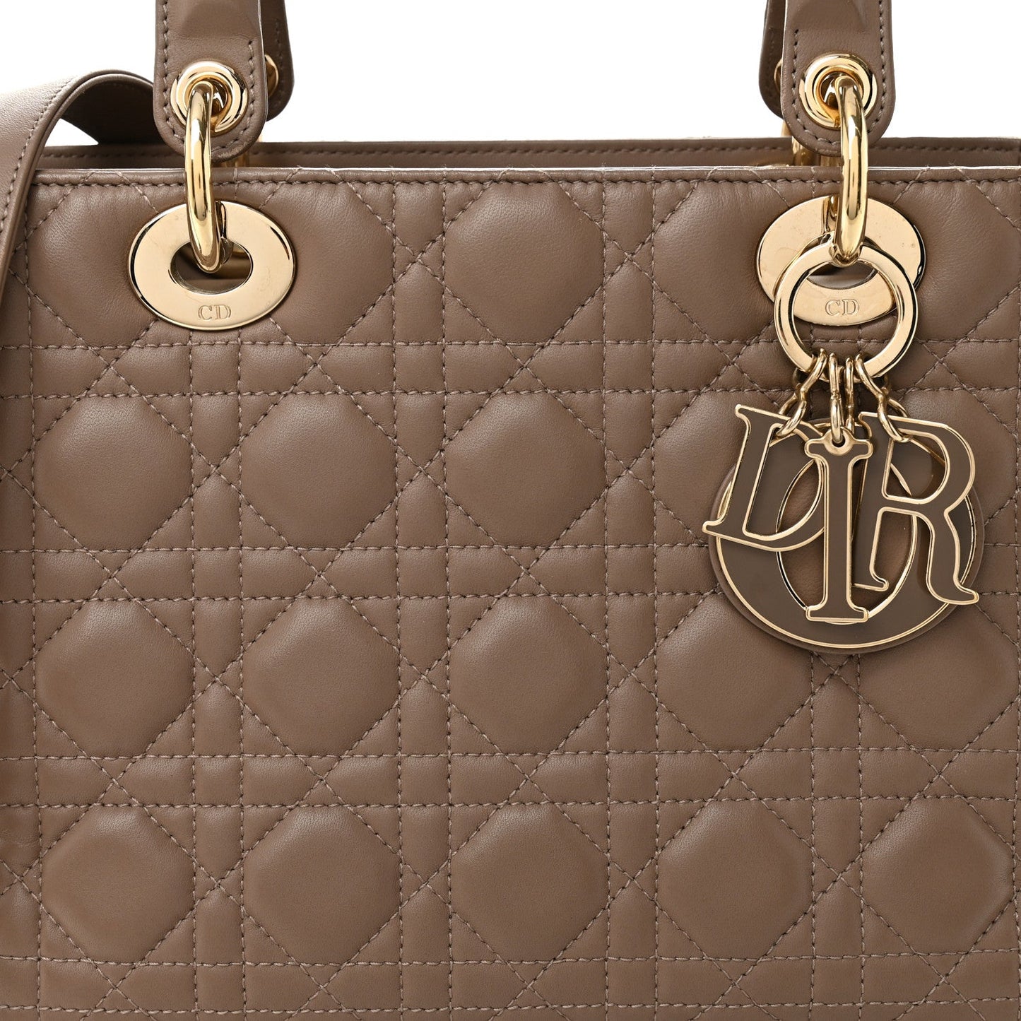Lambskin Cannage Medium Lady Dior Warm Taupe