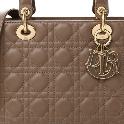 Lambskin Cannage Medium Lady Dior Warm Taupe