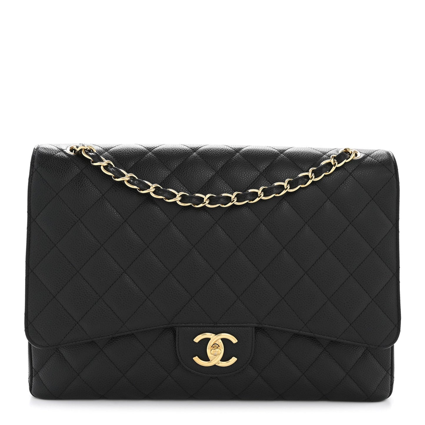 Caviar Quilted Maxi Double Flap Black